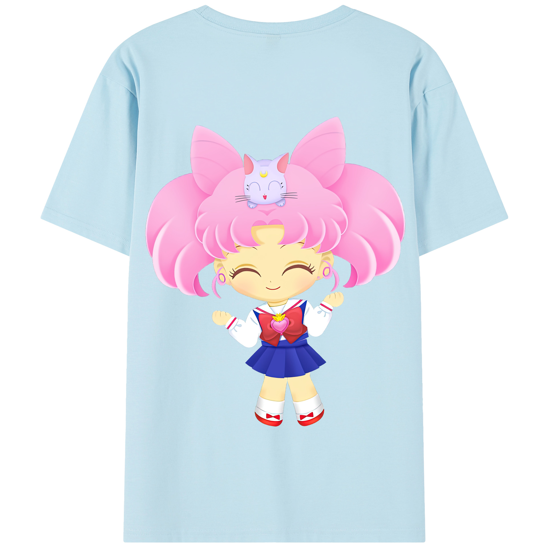 （画像用） 美少女戦士セーラームーン ちびうさ Sailor Moon Chibiusa Tsukino Usagi Small Lady Serenity 綿100％半袖Tシャツ（背面プリント）